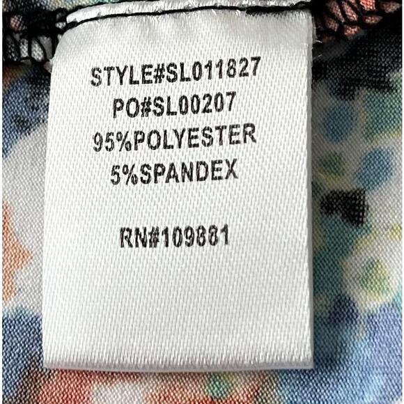 SUNNY LEIGH SHORT SPLIT SLV, V-NECK, TUNIC TOP, WOMENS, L, MULTICOLORED FLORAL - Picture 11 of 12